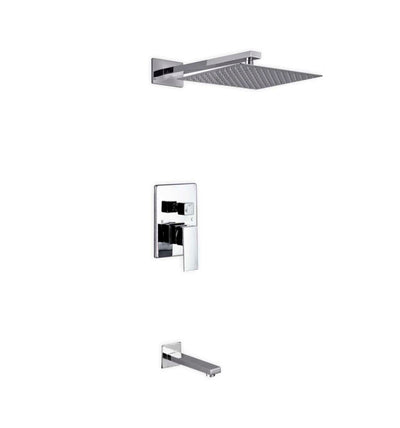 Aqua Piazza Brass Shower Set with 12ā³ Square Rain Shower and Tub Filler