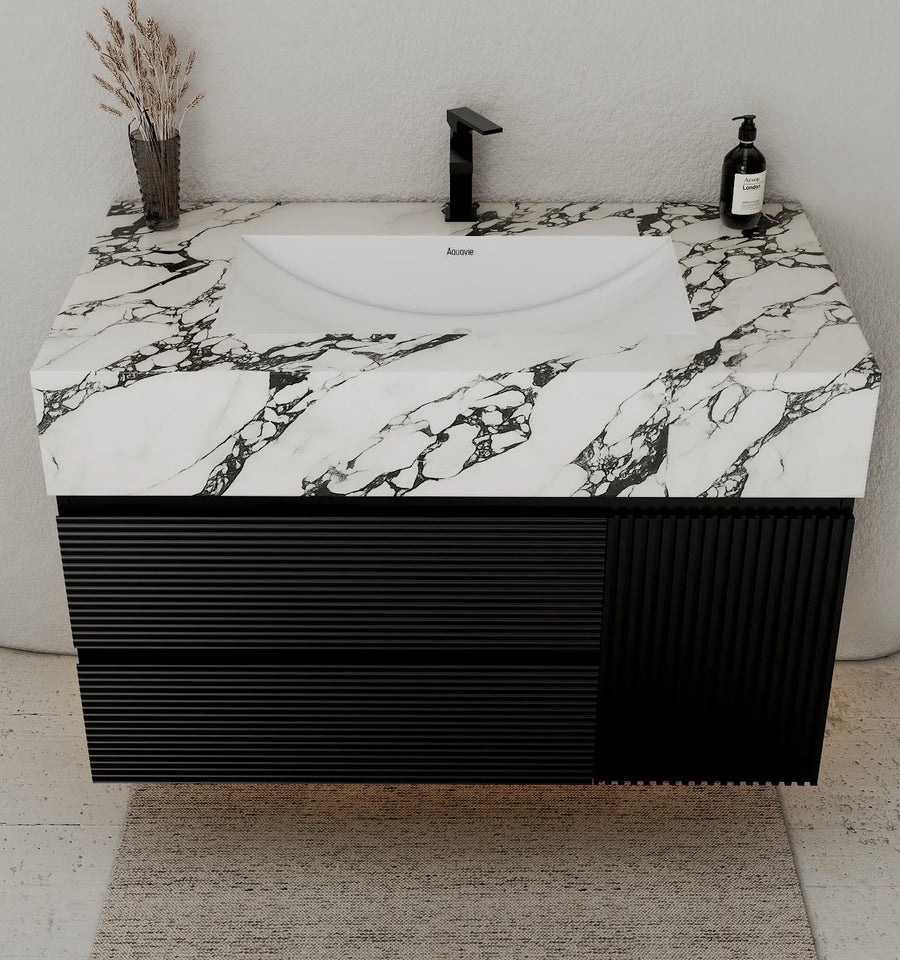 Aventino vanity in bathroom setting — dimensional context