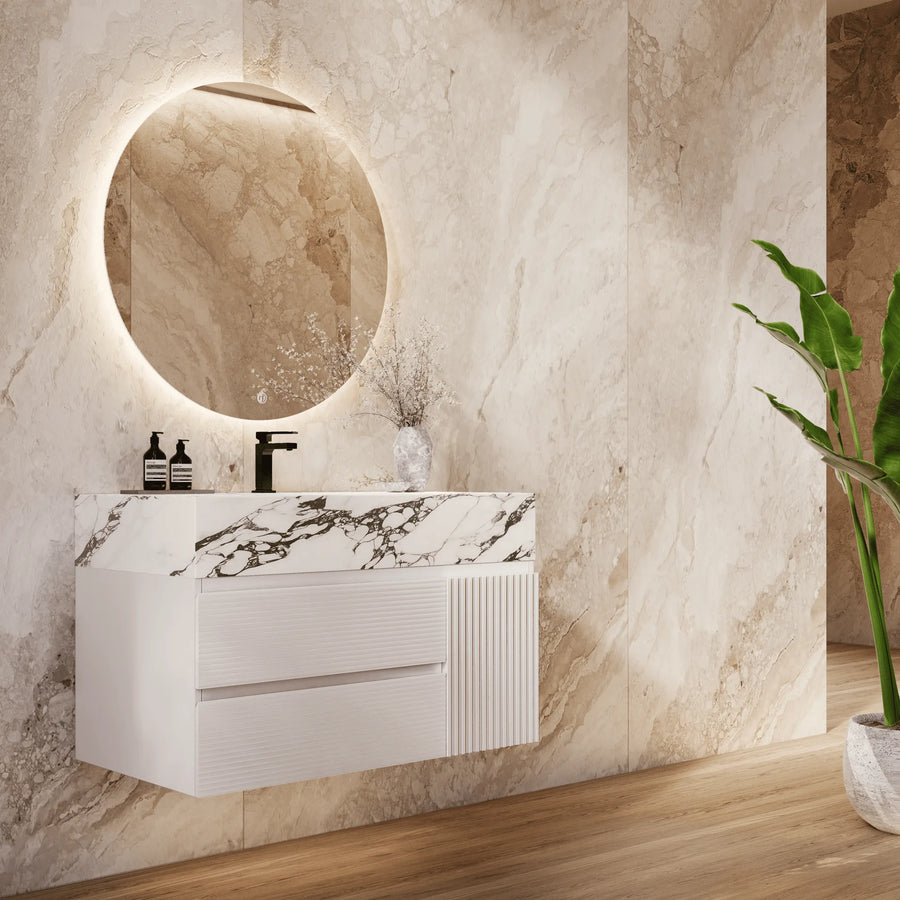 Aventino vanity in bathroom setting — dimensional context