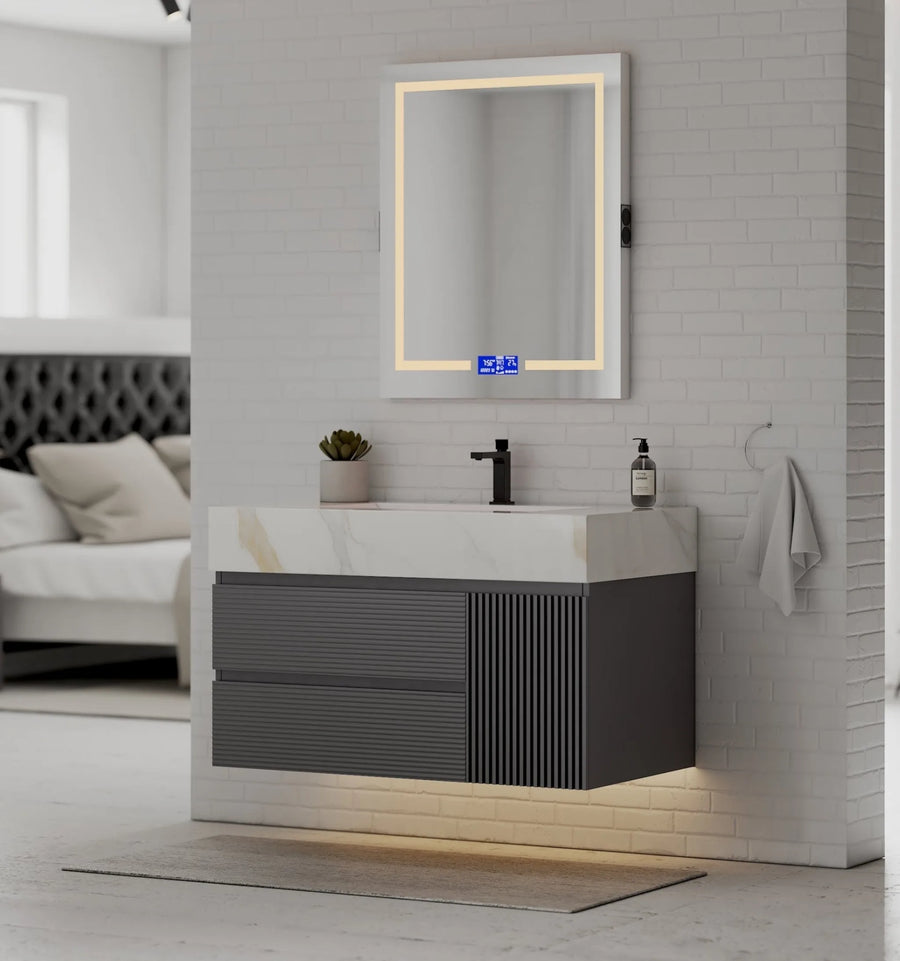 Aventino vanity in bathroom setting — dimensional context