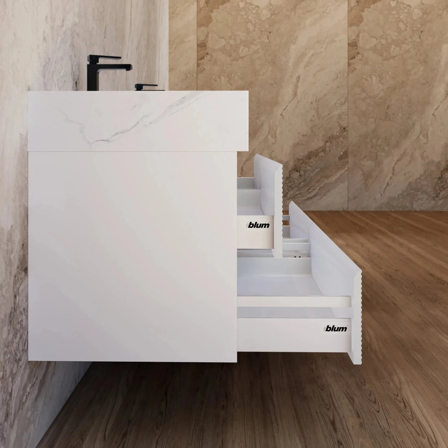 Aventino vanity in bathroom setting — dimensional context