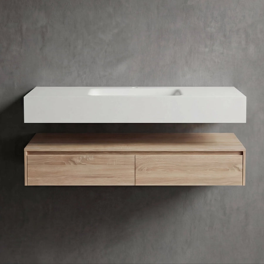 Aventino light oak plywood cabinet — straight-on view of drawer face