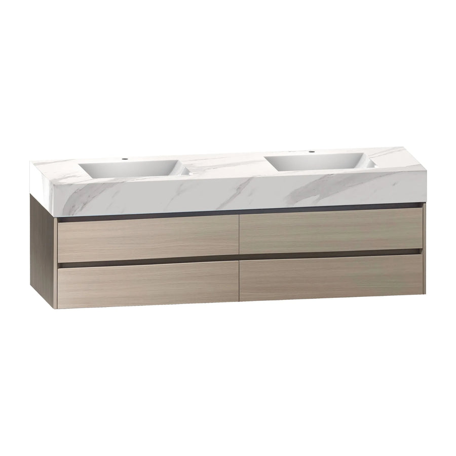 Aventino vanity with drawers open — Blum TandemBox soft-close slides