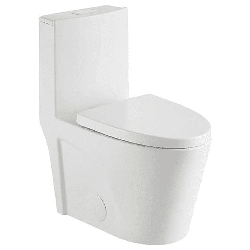 Dual-Flush Elongated One Piece Toilet Bowl - Soft Close Seat with High Efficiency Dual Flush in White