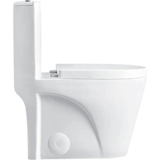 Dual-Flush Elongated One Piece Toilet Bowl - Soft Close Seat with High Efficiency Dual Flush in White
