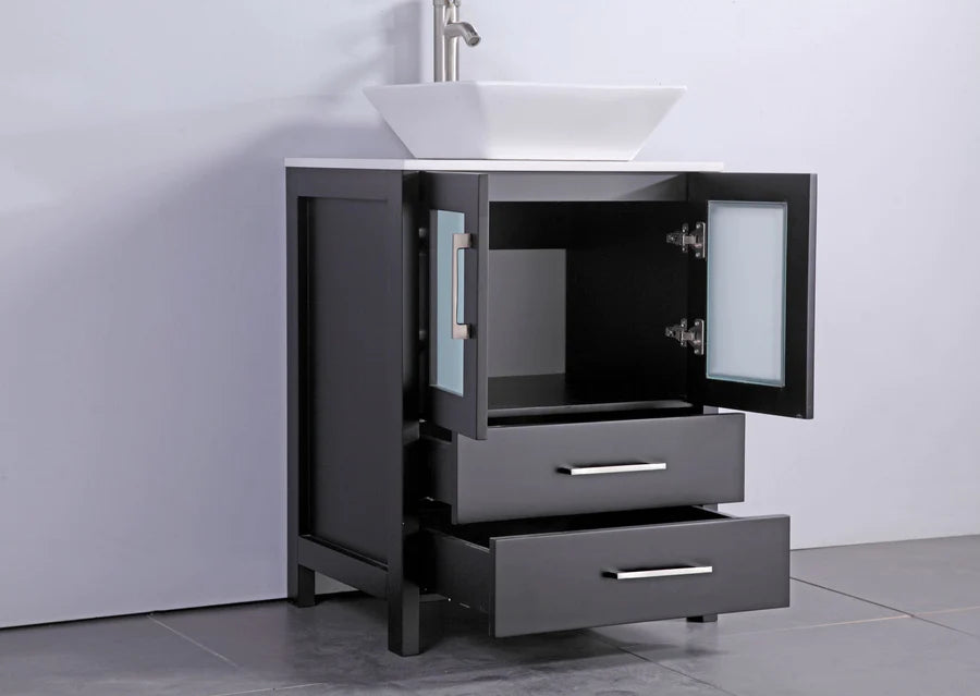 Bristol 24" Single Vessel Sink Bathroom Vanity Set with Sink and Mirror
