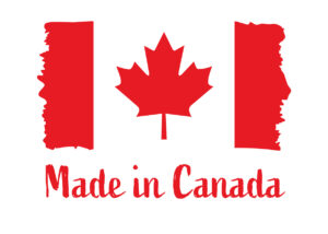 Made in Canada grunge style vector illustration. Flag of Canada and text isolated on white background