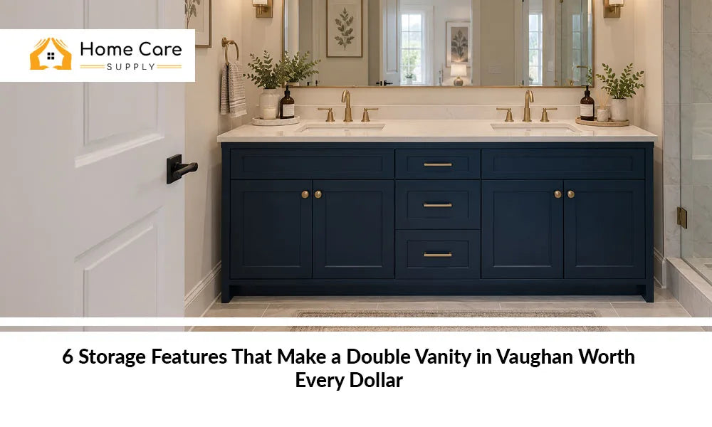 Double vanity in a Vaughan shared bathroom