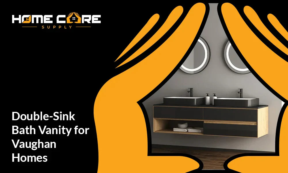 Double-Sink Bath Vanity for Vaughan Homes: Enjoy Wood Cabinets & Marble Countertops