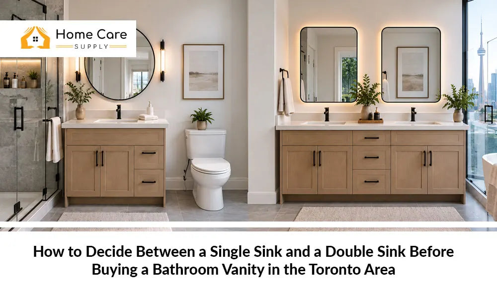Single sink and double sink bathroom vanity options for Toronto homes