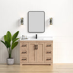 Bridgeport 48" Single Sink Solid-Wood Vanity with Quartz Countertop (6 Drawers Only)-MAPLE