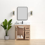 Bridgeport 36″ Solid-Wood Vanity with Quartz Countertop-Right-Side Drawers