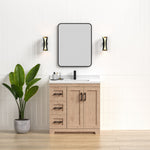 Bridgeport 36″ Solid-Wood Vanity with Quartz Countertop-Left-Side Drawers