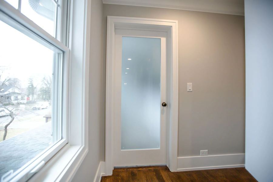Frosted Glass 24-inch x 80-inch x 1-3/8-inch 1-Panel Interior Door Primed White With Tempered Glass