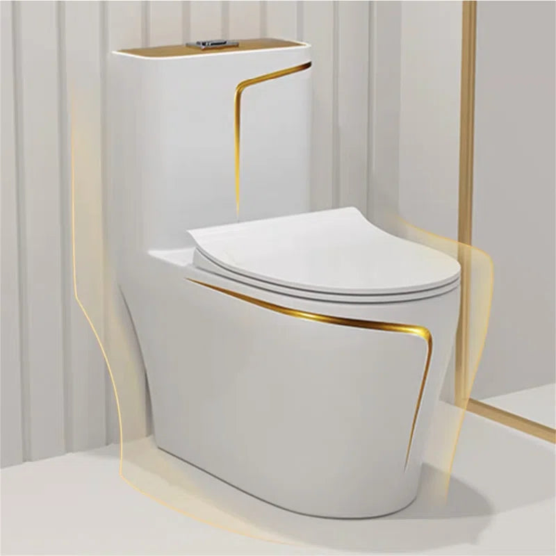 Elegant Design Ceramic Modern One-Piece Floor Mounted Toilet with Soft-Close Seat