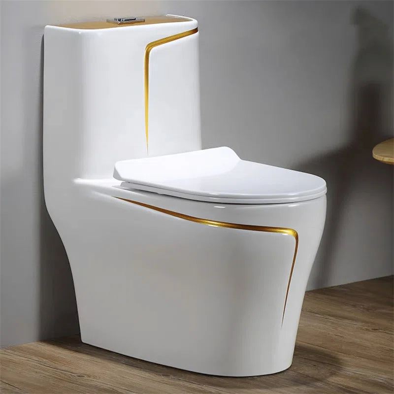 Elegant Design Ceramic Modern One-Piece Floor Mounted Toilet with Soft-Close Seat