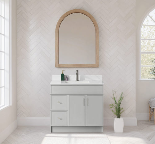 Rossi 42" Slim Shaker Bathroom Vanity With Quartz Countertop (MDF)-Grey