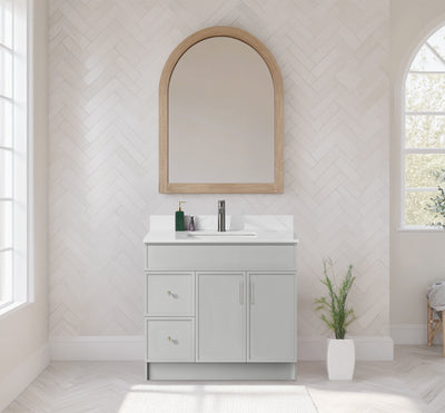 Rossi 36" Slim Shaker Bathroom Vanity With Quartz Countertop (MDF)-Grey