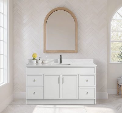 Rossi 60" Single Sink Slim Shaker Bathroom Vanity With Quartz Countertop (MDF)