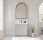 Rossi 30" Slim Shaker Bathroom Vanity With Quartz Countertop (MDF)-Grey