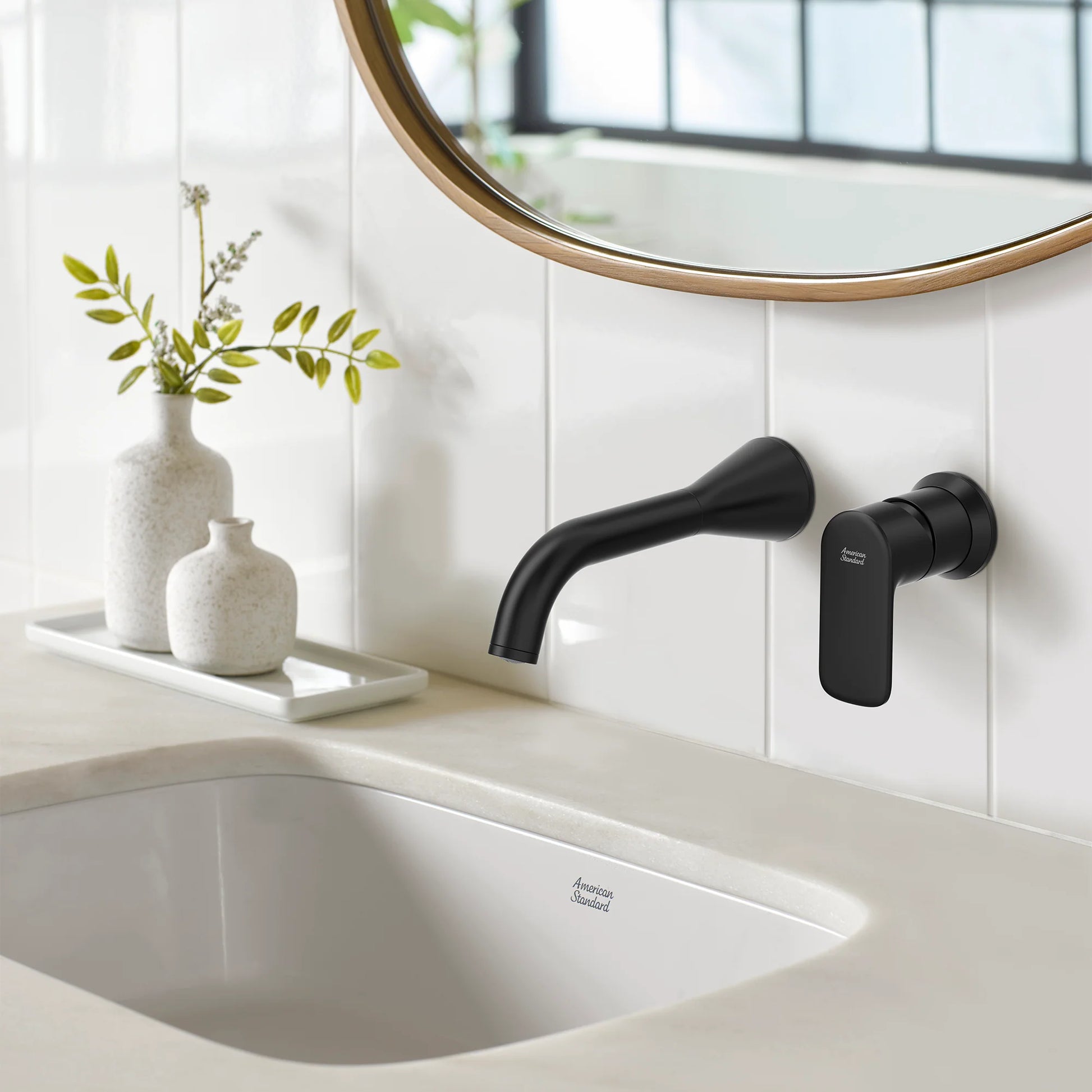 American Standard Millennial Single Handle Wall Mount Faucet, 1.2 GPM with Grid Drain