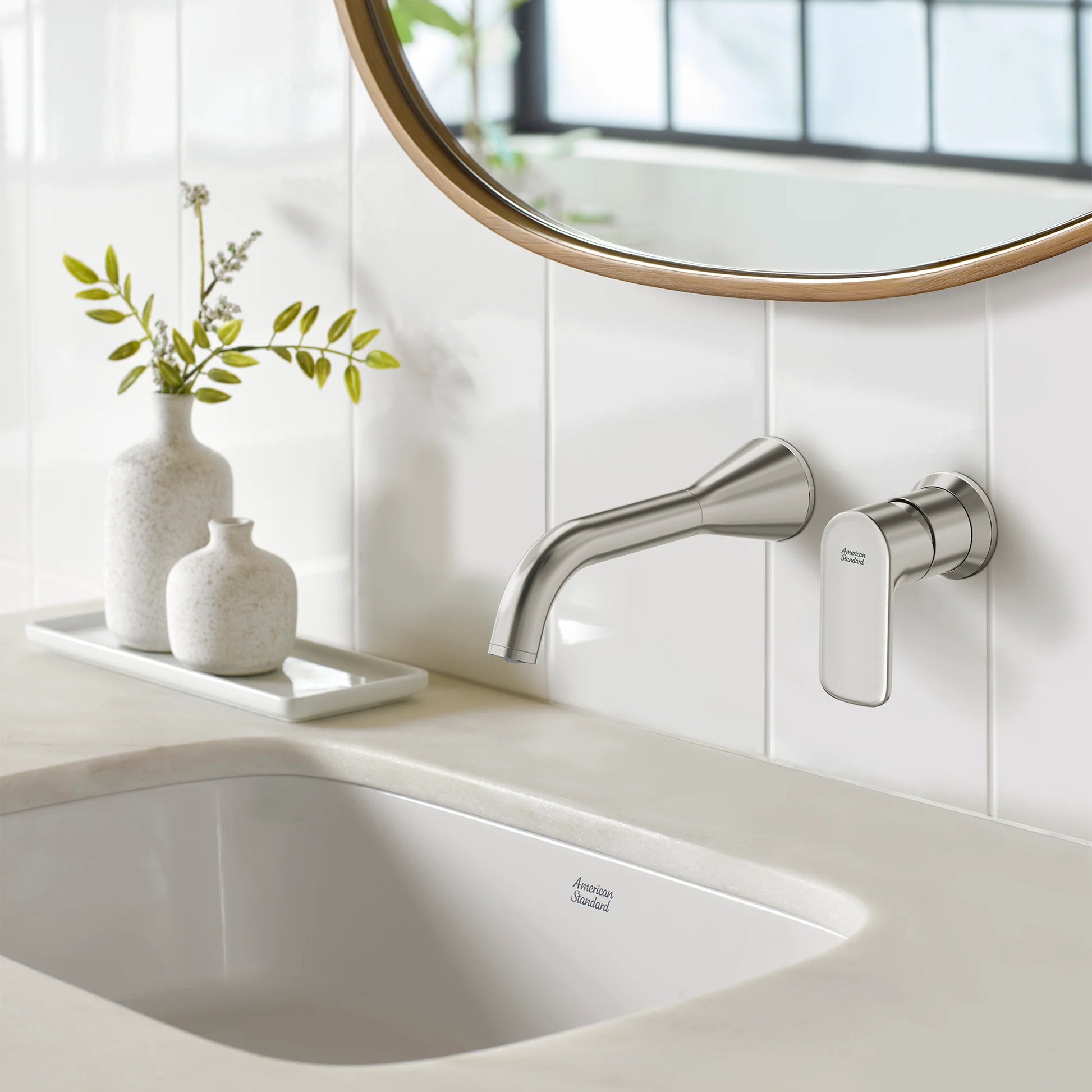 American Standard Millennial Single Handle Wall Mount Faucet, 1.2 GPM with Grid Drain