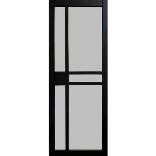 Garson GREENWICH 24-in x 80-in x 1 3/8-in Black Primed Glazed Glass Industrial Style