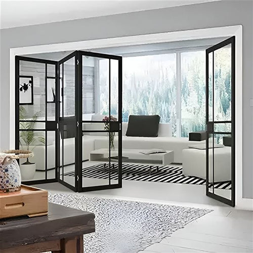 Garson GREENWICH 32-in x 80-in x 1 3/8-in Black Primed Glazed Glass Industrial Style