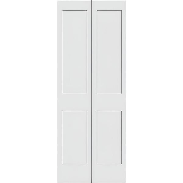 Garson 24-in x 80-in x 1 3/8-in White Primed 2-Panel Bi-Fold Solid Core Shaker Style