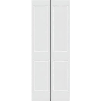 Garson 24-in x 80-in x 1 3/8-in White Primed 2-Panel Bi-Fold Solid Core Shaker Style