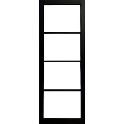 Garson SOHO 26-in x 80-in x 1 3/8-in Black Primed Glazed Clear Glass Industrial Style