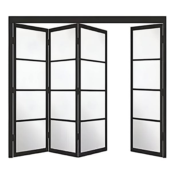 Garson SOHO 26-in x 80-in x 1 3/8-in Black Primed Glazed Clear Glass Industrial Style