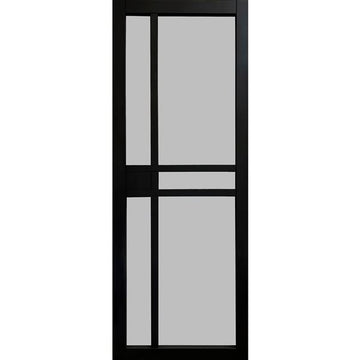 Garson GREENWICH 36-in x 80-in x 1 3/8-in Black Primed Glazed Glass Industrial Style