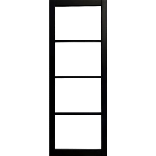 Garson SOHO 32-in x 80-in x 1 3/8-in Black Primed Glazed Clear Glass Industrial Style