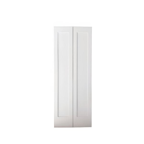Garson 30-in x 80-in x 1 3/8-in White Primed 1-Panel Bi-Fold Solid Core Shaker Style