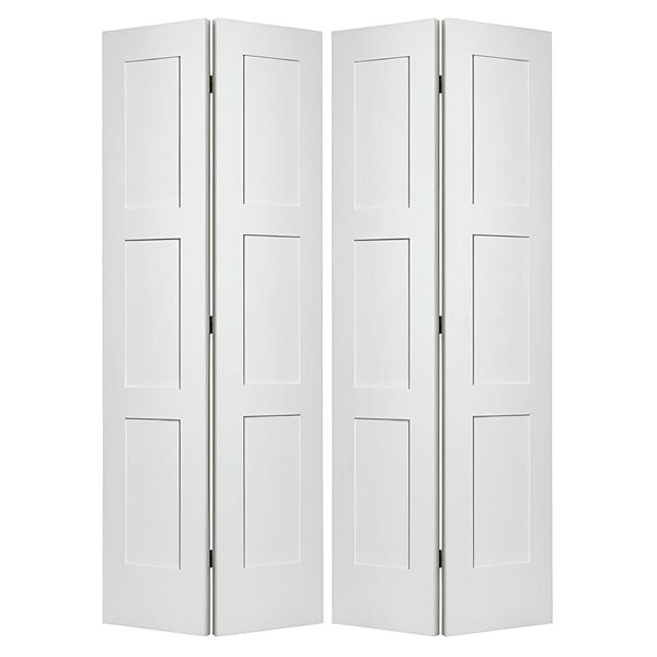 Garson 24-in x 80-in x 1 3/8-in White Primed 3-Panel Bi-Fold Solid Core Shaker Style
