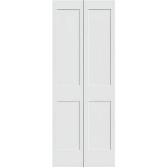 Garson 36-in x 80-in x 1 3/8-in White Primed 3-Panel Bi-Fold Solid Core Shaker Style