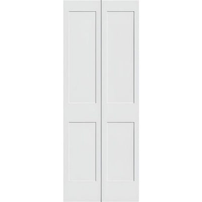 Garson 36-in x 80-in x 1 3/8-in White Primed 3-Panel Bi-Fold Solid Core Shaker Style