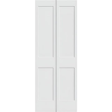 Garson 30-in x 80-in x 1 3/8-in White Primed 2-Panel Bi-Fold Solid Core Shaker Style