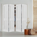 Garson 30-in x 80-in x 1 3/8-in White Primed 2-Panel Bi-Fold Solid Core Shaker Style