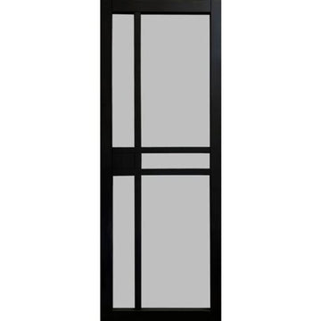 Garson GREENWICH 34-in x 80-in x 1 3/8-in Black Primed Glazed Glass Industrial Style