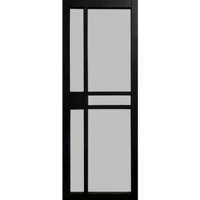 Garson GREENWICH 34-in x 80-in x 1 3/8-in Black Primed Glazed Glass Industrial Style
