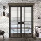 Garson GREENWICH 34-in x 80-in x 1 3/8-in Black Primed Glazed Glass Industrial Style