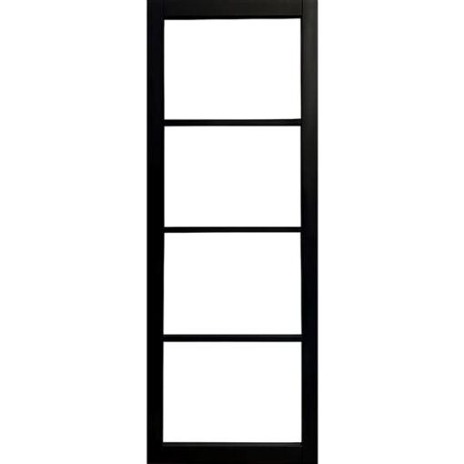 Garson SOHO 30-in x 80-in x 1 3/8-in Black Primed Glazed Clear Glass Industrial Style