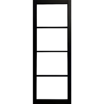 Garson SOHO 30-in x 80-in x 1 3/8-in Black Primed Glazed Clear Glass Industrial Style