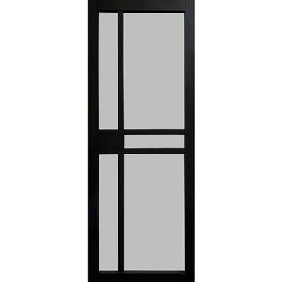 Garson GREENWICH 28-in x 80-in x 1 3/8-in Black Primed Glazed Glass Industrial Style