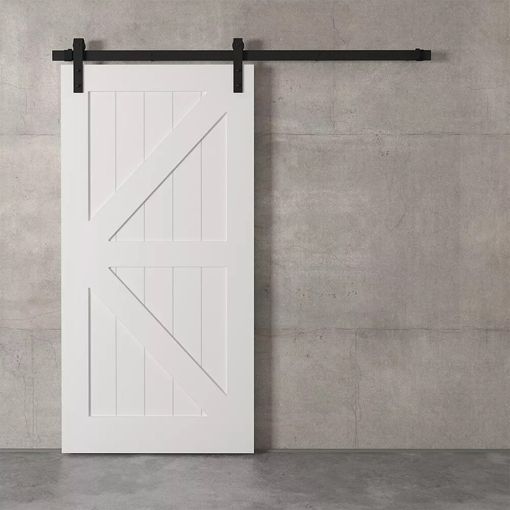 2 Panel White Solid Core Primed Barn Door (K-Style)