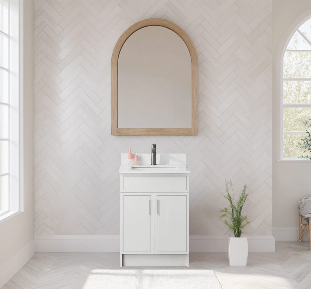 Rossi 24″ Slim Shaker Bathroom Vanity With Quartz Countertop (MDF)
