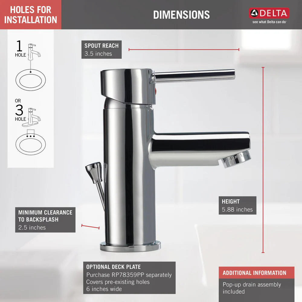 Delta Modern Cylindrical Single Handle Project-Pack Bathroom Faucet
