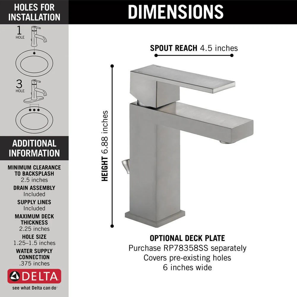 Delta Modern Angular Single Handle Project-Pack Bathroom Faucet